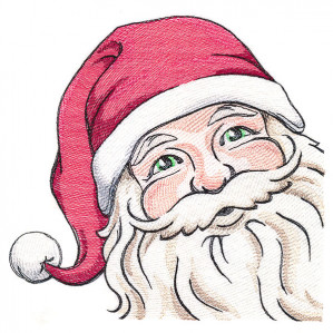 Santa peeking at you embroidery design