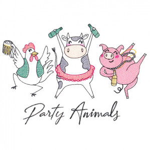 Party Animals embroidery