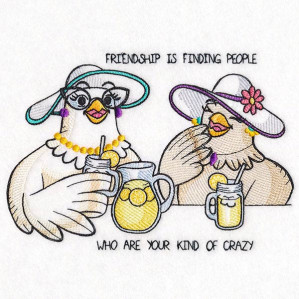 Friendship Chickens embroidery design