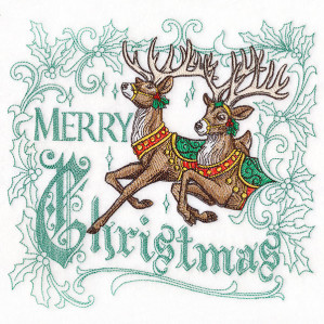 Merry Christmas Reindeer Embroidery Design