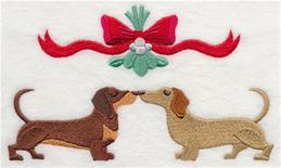 Kissing Dachshunds embroidery design