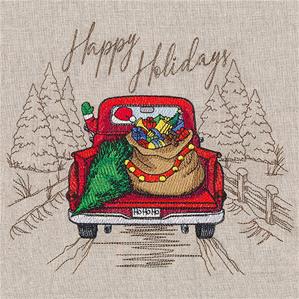 Happy Holidays with Santa Retro Truck Embroidery Design