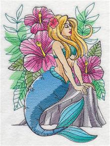 Mermaid embroidery design