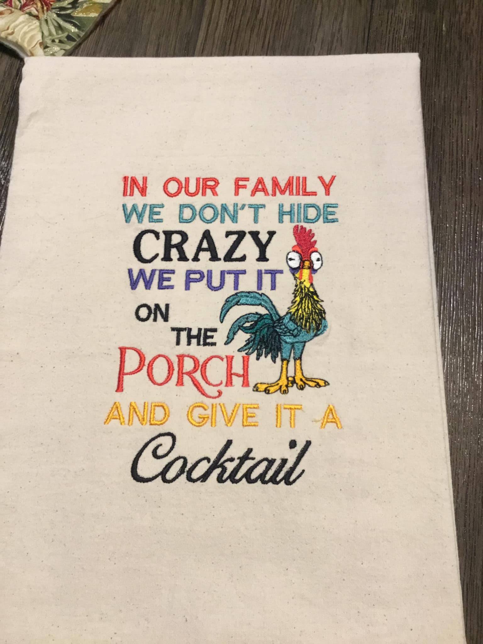 Sassy and snarky saying with a goofy chicken embroidery design