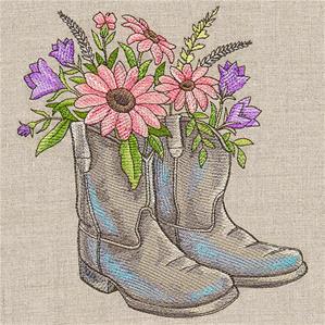 Boots filled with Flowers