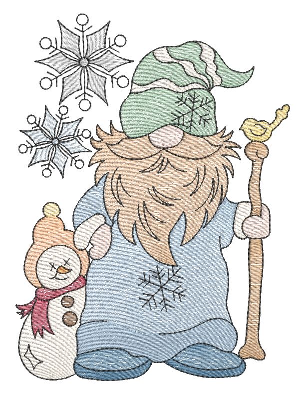 Winter Gnome with Snowman