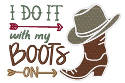 saying with a boot and hat