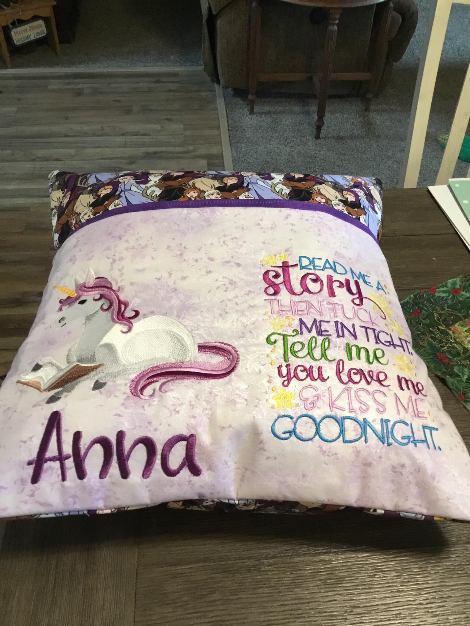 Unicorn book pillow