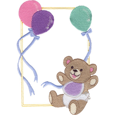 Baby Bear with Balloons embroidery design