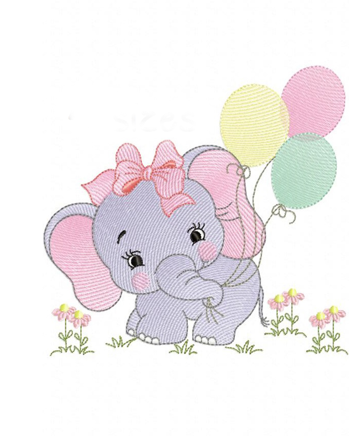 Baby Girl Elephant Holding balloons