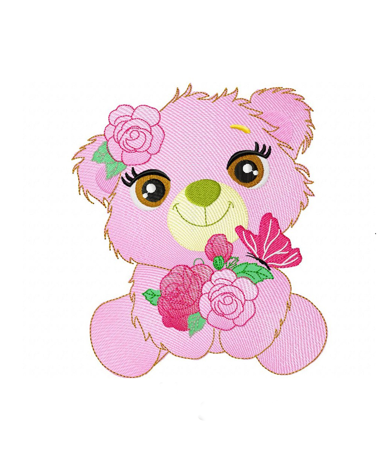 Pink bear embroidery design