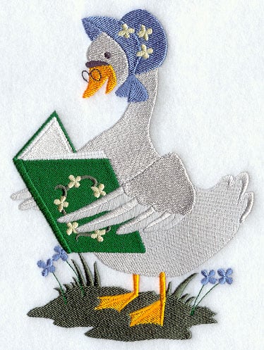 MOther Goose reading a book machine embroidery design