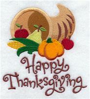 Cornucopia Happy Thanksgiving Embroidery DEsign 