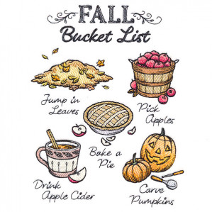 Fall Bucket List embroidery design 