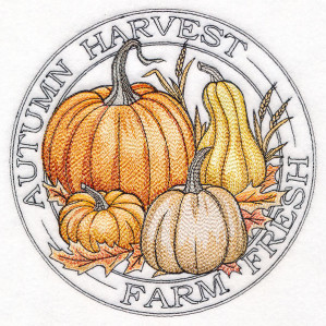 Autumn Harvest Postage stamp embroidery design