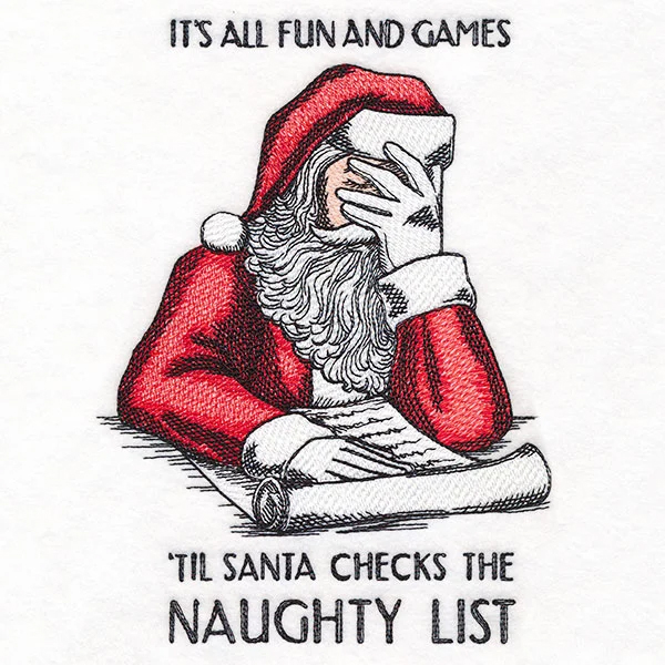 Santa's Naughty List embroidery design