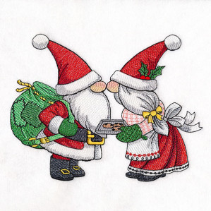 Kissing Gnomes embroidery design