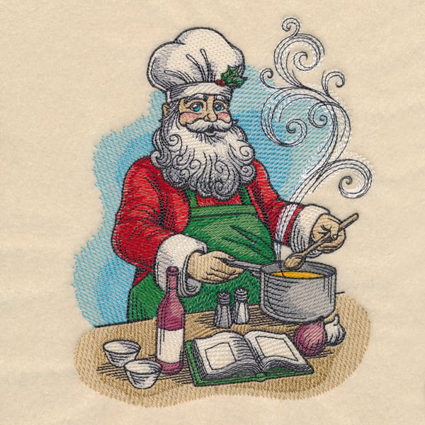 Santa Chief cooking embroidery design