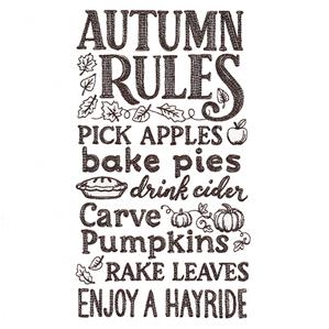 Autumn Rules embroidery design