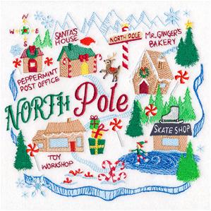 North Pole scene embroidery design