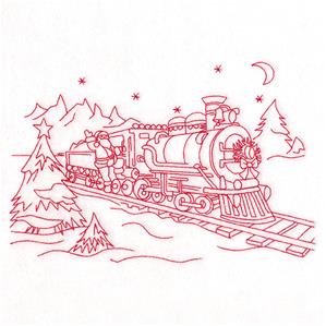 Redwork Christmas Train embroidery design