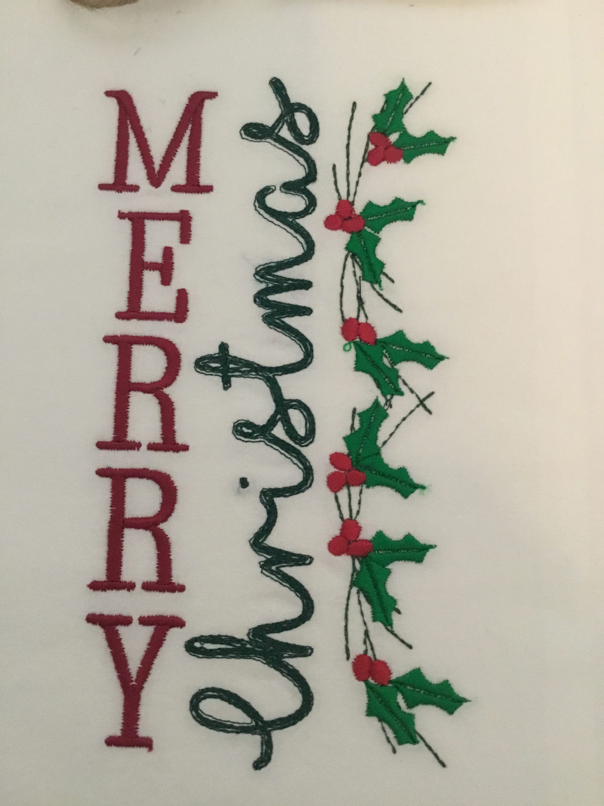 Merry Christmas with Holly embroidery design