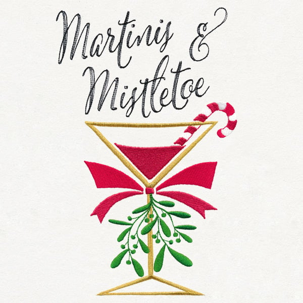 Martinis and Mistletoe Embroidery Design