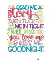 Read me a story book pillow saying machine embroidery design