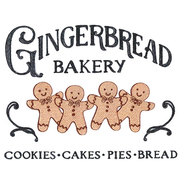 Gingerbread Bakery Embroidery Design