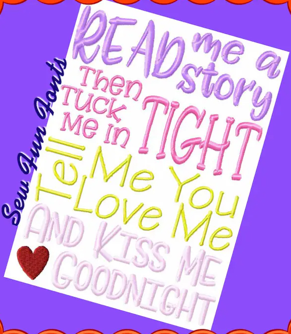 Read Me a Story 2 book pillow saying machine embroidery design 